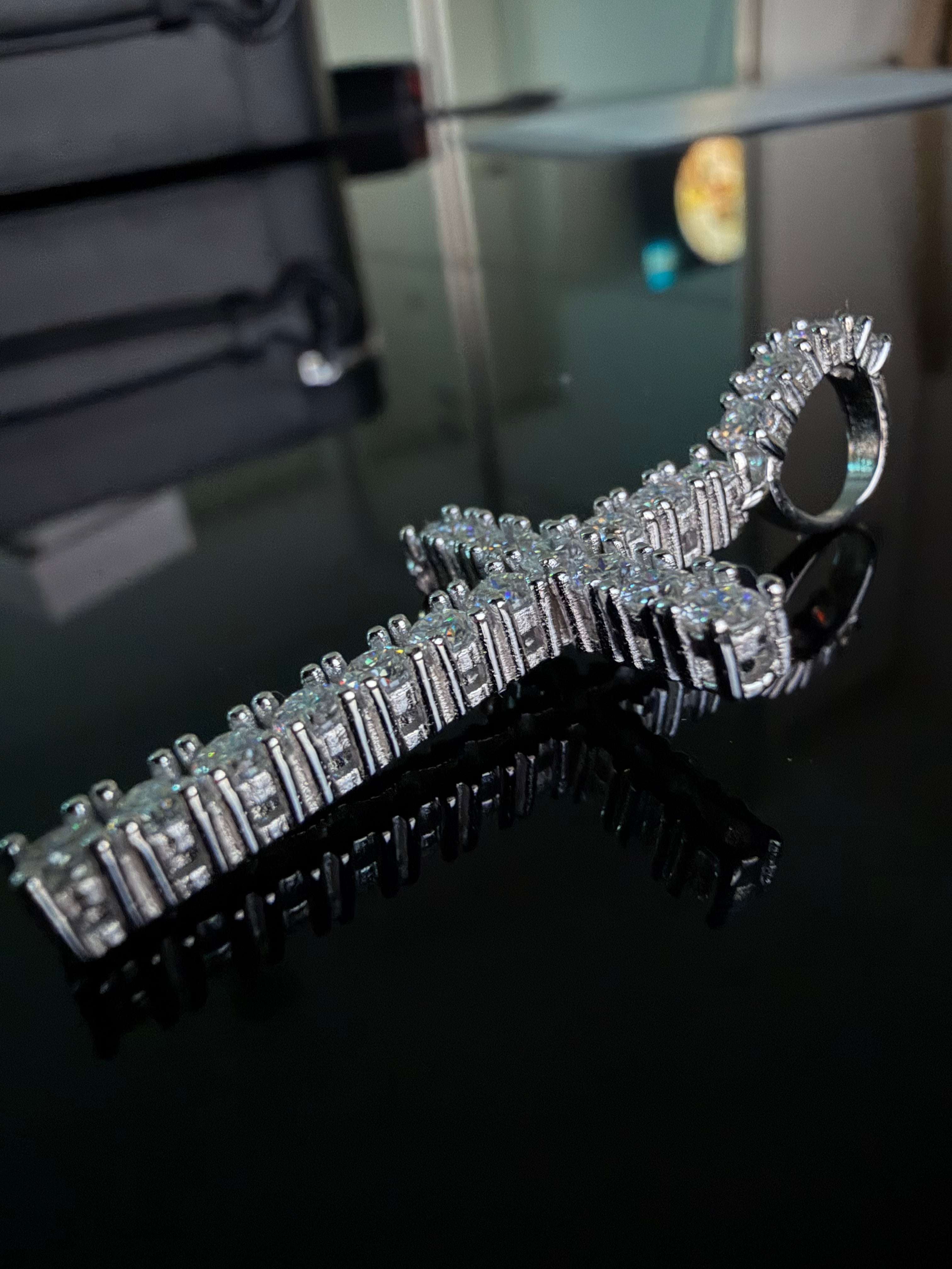 Gelati's FL-IF/Flawless Lab Moissanite Diamond Spiked Prongue Cross Pendant in Solid 925 Sterling Silver + 18k Vermeil Gold Inlay  & Free Chain Included