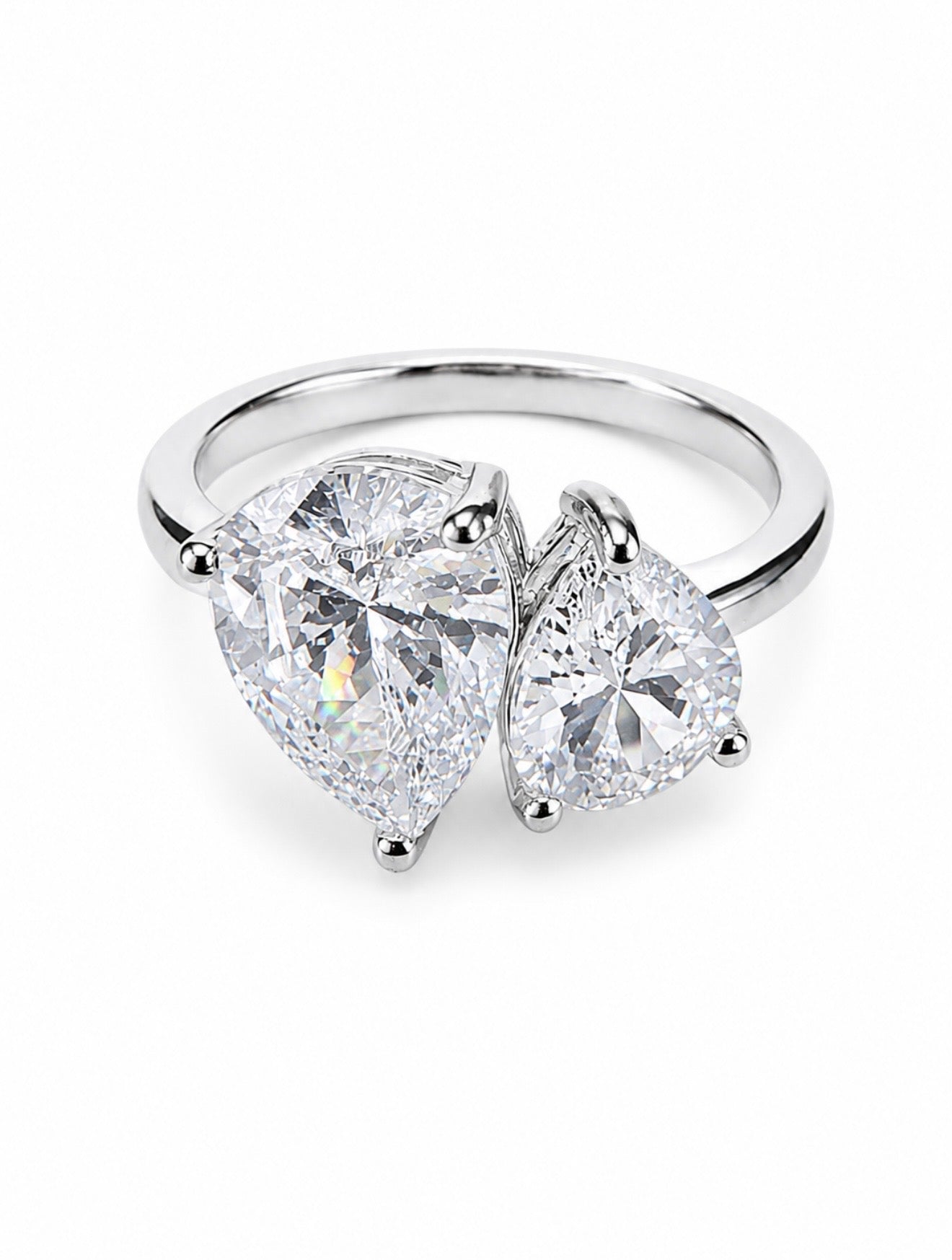 MIXED BAGUETTE & PEAR CUT 3CT ETERNITY RING 925 SILVER - 18K WHITE GOLD VERMEIL | FL-IF MOISSANITE