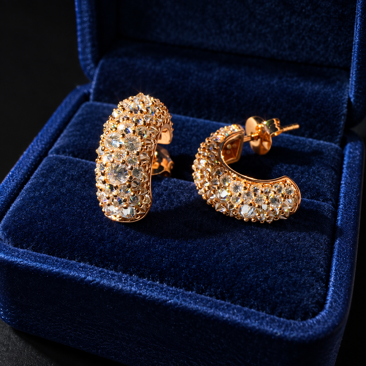 GELATI LIMITED | LOOP SPIKED DIAMONDS METEORIC EARRINGS - FL-IF LAB MOISSANITE DIAMONDS | 925 Sterling Silver | 18K Vermeil Gold