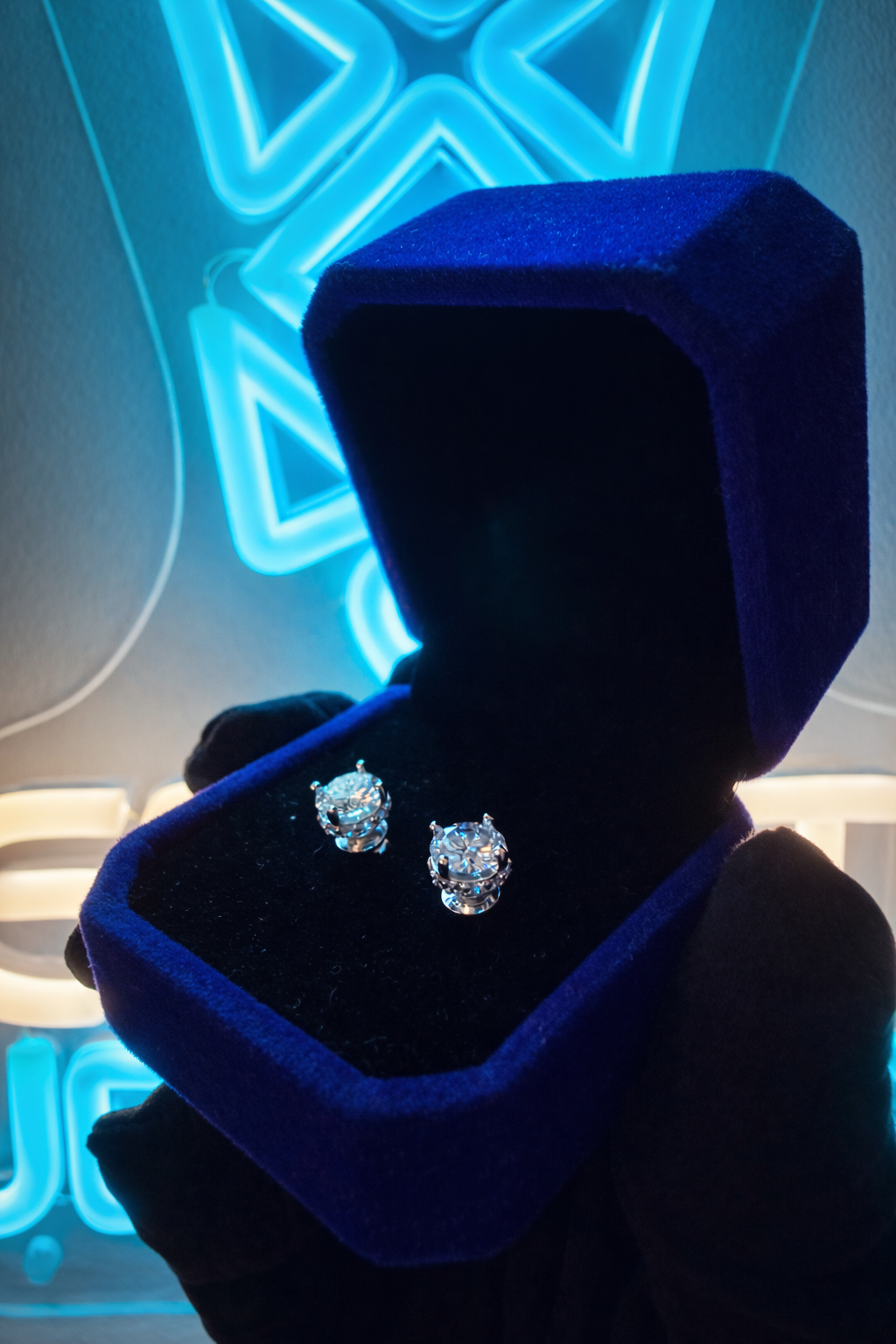 Gelati's Bussdown Twilight 2CT FL-IF ( Flawless) Moissanite Diamond Earrings in solid 925 Sterling Silver & 18k Vermeil Gold Inlay