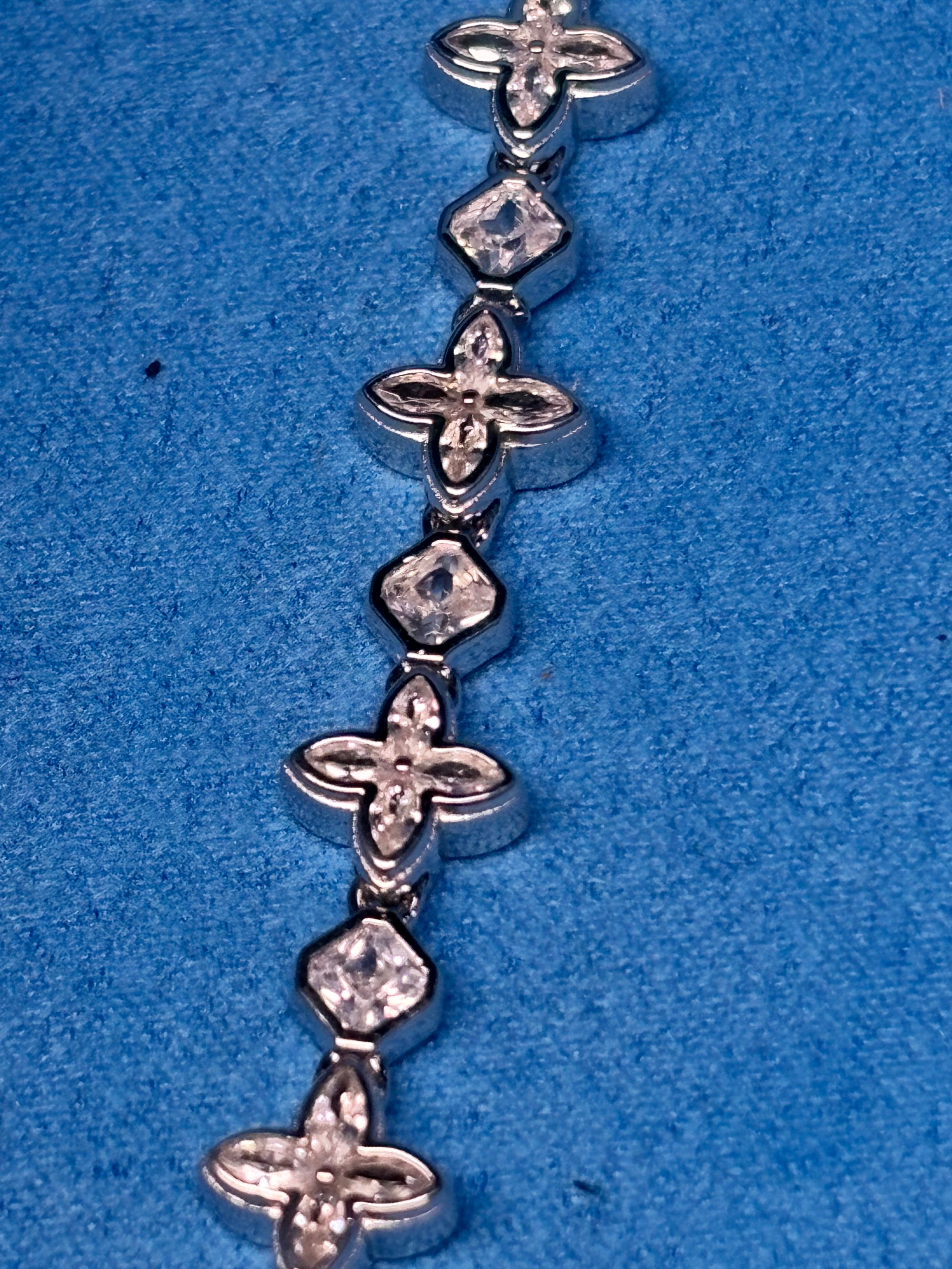 Gelati's FL-IF Baguette Bespoke Clover Lab Moissanite Diamond Custom Lock Bracelet in solid 925 Sterling Silver & 18k Vermeil Gold