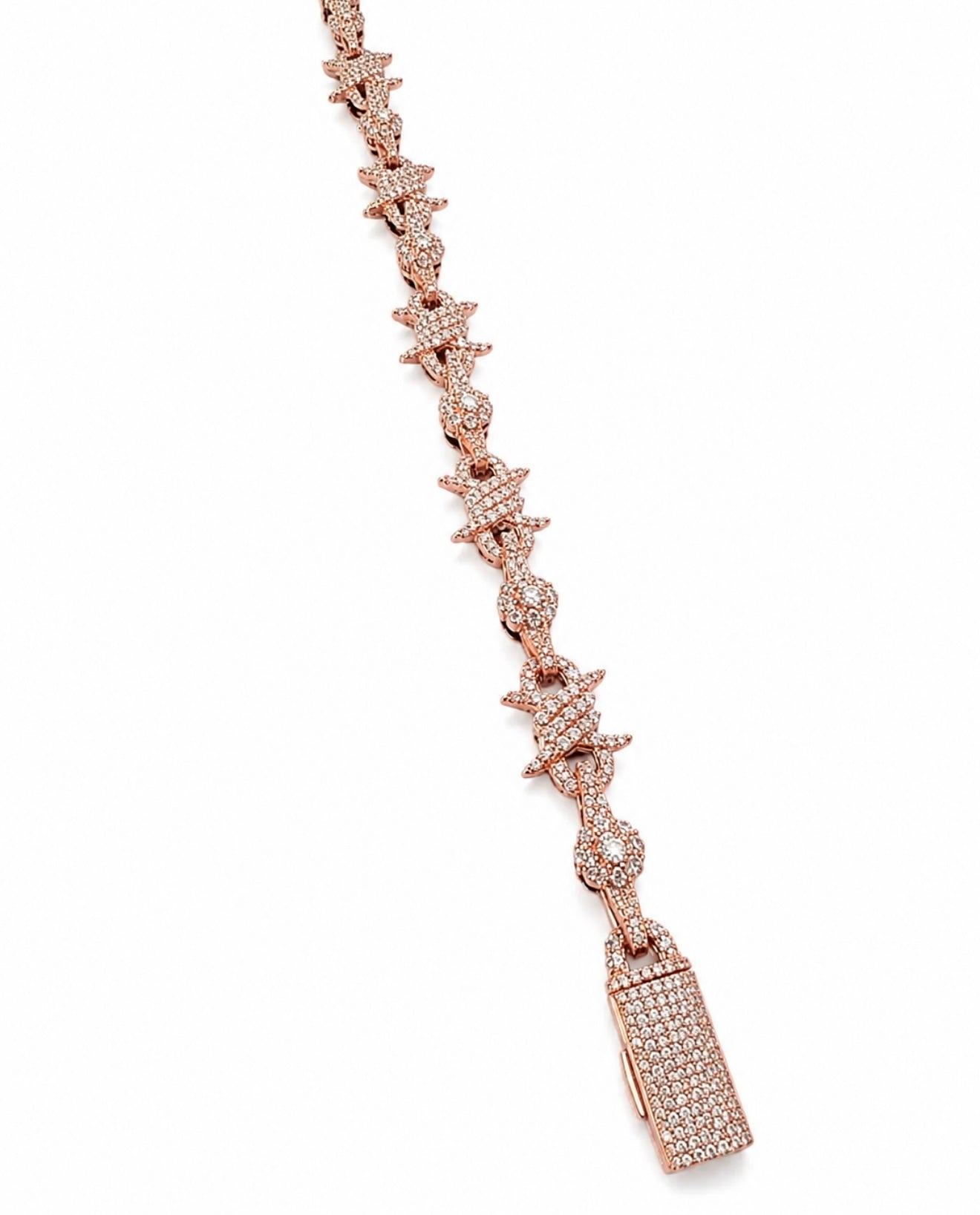 GELATI’S “TWIN SPIKE” FL-IF FLAWLESS MOISSANITE DIAMOND BARBED WIRE BRACELET 10CTW IN SOLID 925 STERLING SILVER & 18K VERMEIL GOLD