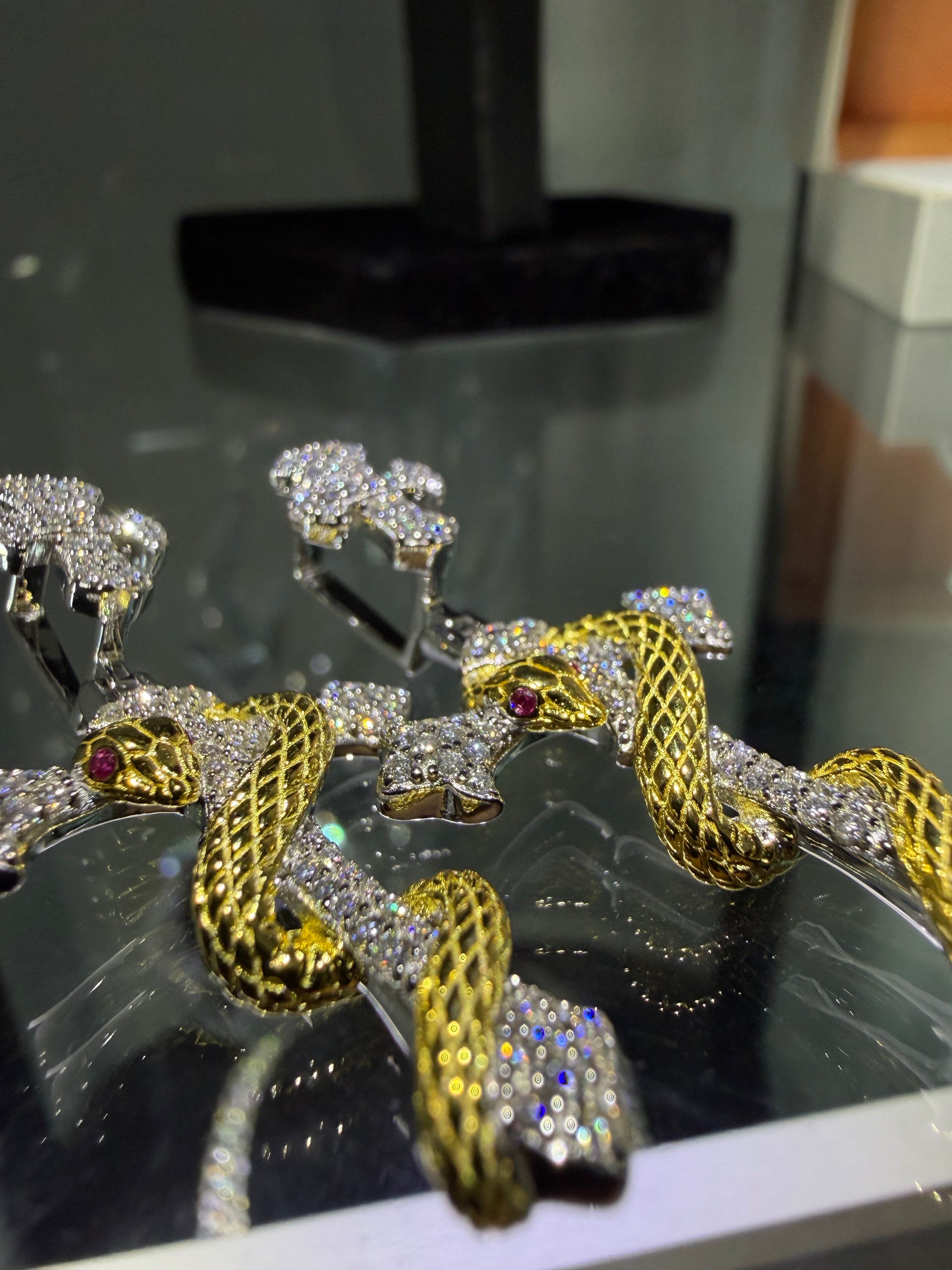 Gelati's Golden Viper Diamond Cross In Solid 925 Sterling Silver and 18k Vermeil Gold & FL-IF Lab Moissanite Diamonds + Free Silver Chain Included