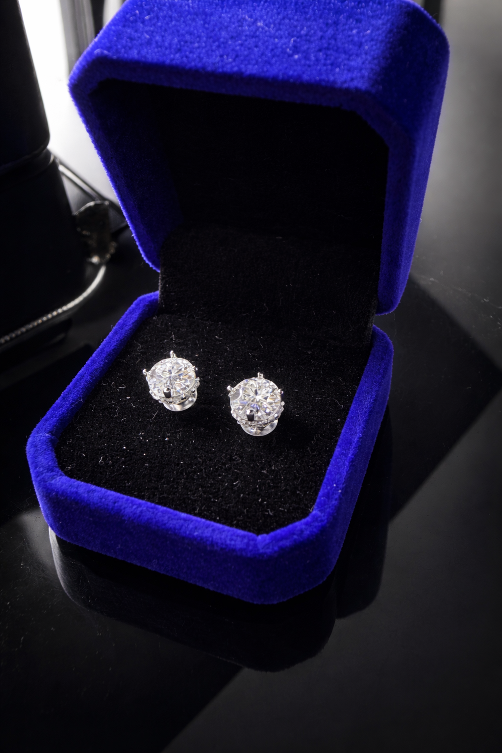Gelati's Bussdown Twilight 2CT FL-IF ( Flawless) Moissanite Diamond Earrings in solid 925 Sterling Silver & 18k Vermeil Gold Inlay