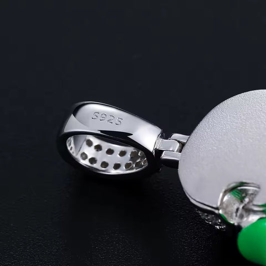 Gelati's Diamond Glow in the Dark Skull Pendant in 925 Sterling Silver & VVS1 Moissanite Diamonds