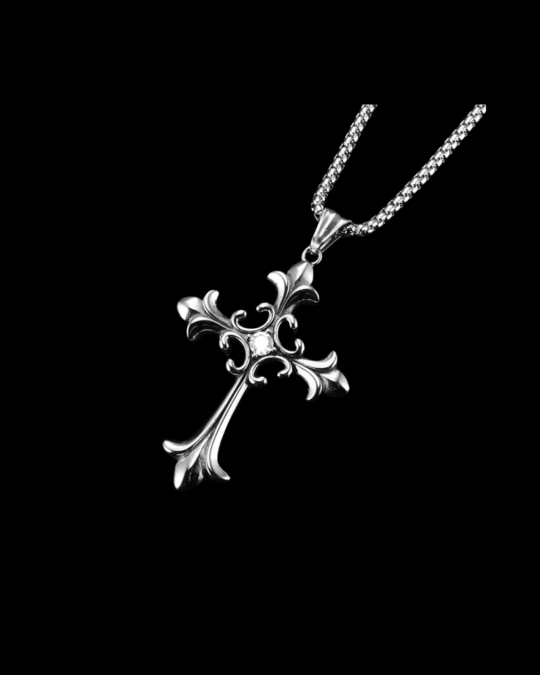 Gelati's Dark Chrome Carbon Diamond & Sterling Silver Cross Pendant with 18k Vermeil Gold Accents