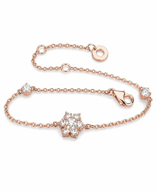 GELATI’S 1.5 CT SNOWFLAKE VVS1 DIAMOND BRACELET IN 925 STERLING SILVER & 18K VERMEIL GOLD INSERTS