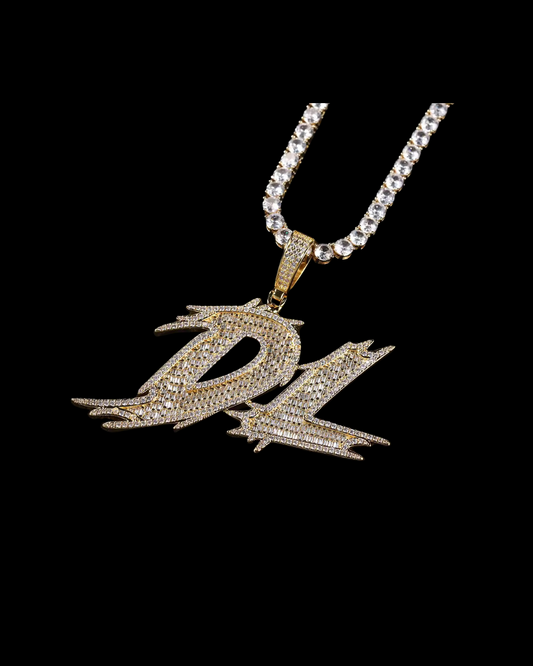 Gelati Custom Spiked Frame Diamond Pendant in Solid Titanium & 18k Vermeil Gold + Free 925 Silver Rope Chain