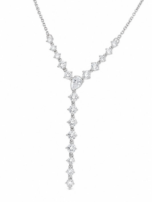 GELATI CELESTIA DROP NECKLACE — 3CTW FL-IF LAB MOISSANITE | 925 SILVER & 18K WHITE GOLD