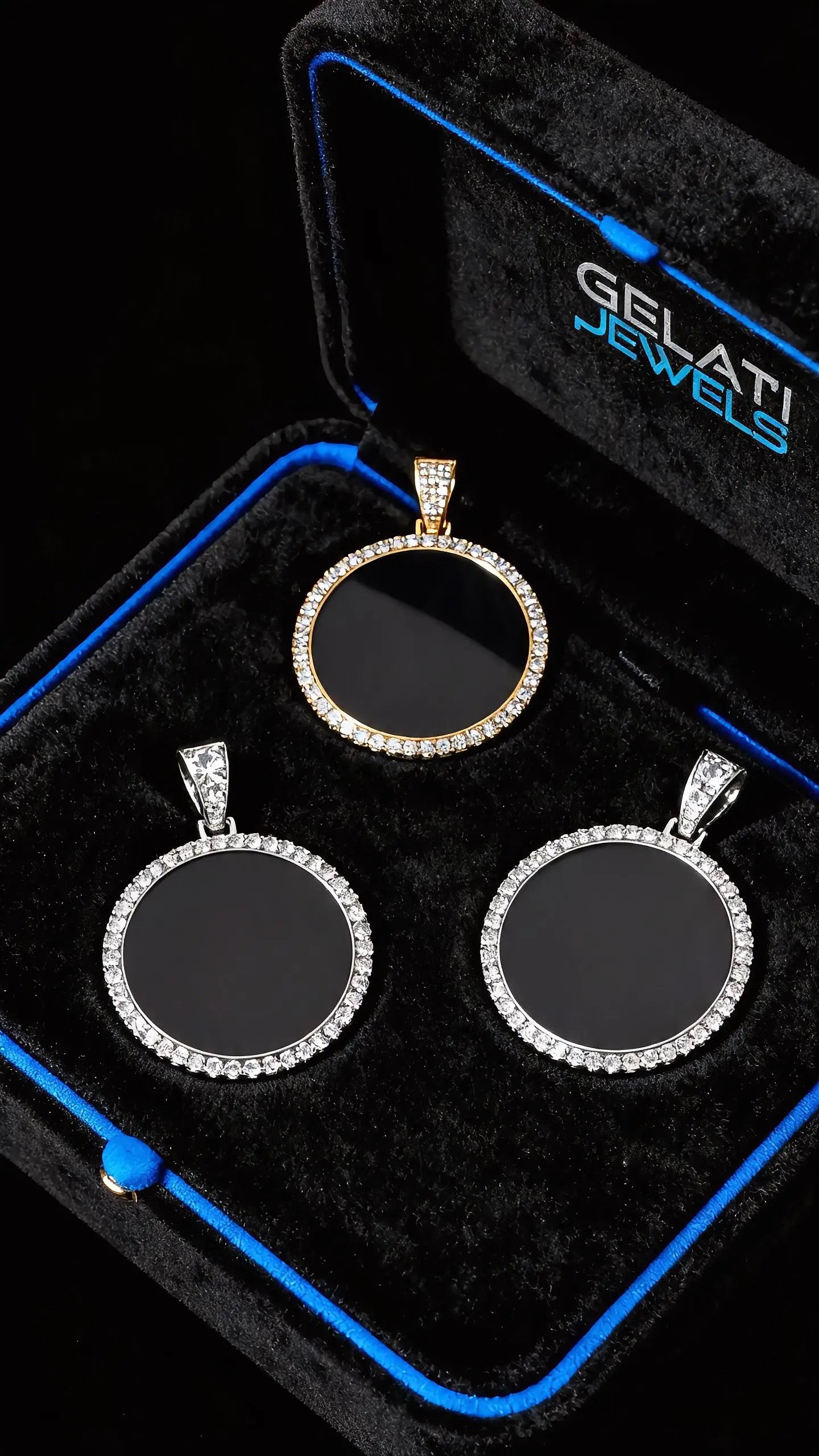 GELATI Memorial Eternal 45MM Diamond Photo Pendant | FL-IF Lab Moissanite |925 Sterling Silver | 18K Vermeil Gold
