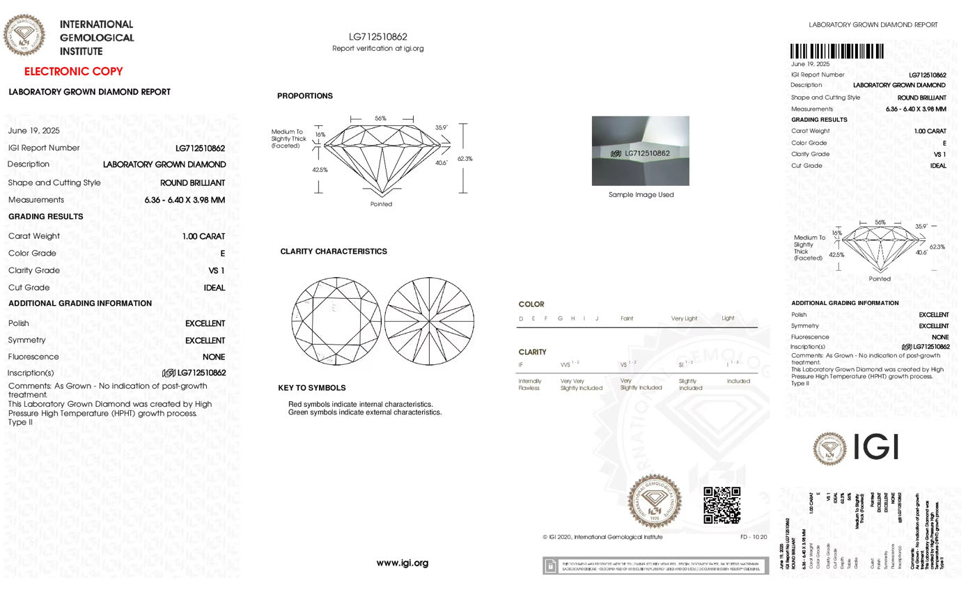 Gelati’s 10K Gold VS1 Lab Diamond Solitaire Studs – 1.00ctw IGI