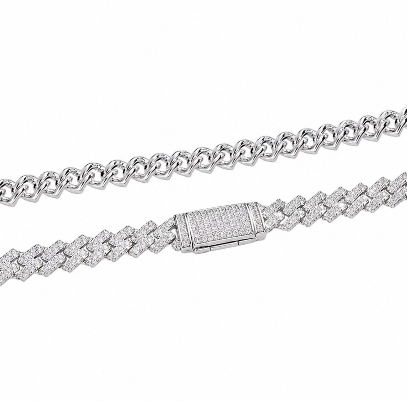 ARTICO MIAMI PRONG CUBAN NECKLACE – HCD DiamondS OR MOISSANITE, 925 SILVER