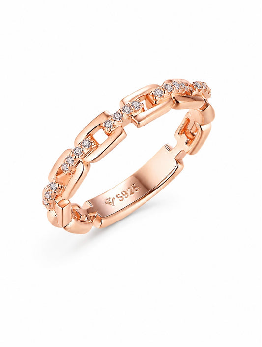 GELATI’S CHAINED MICRO PAVE DIAMOND BAND IN 925 STERLING SILVER & VVS1 MOISSANITE