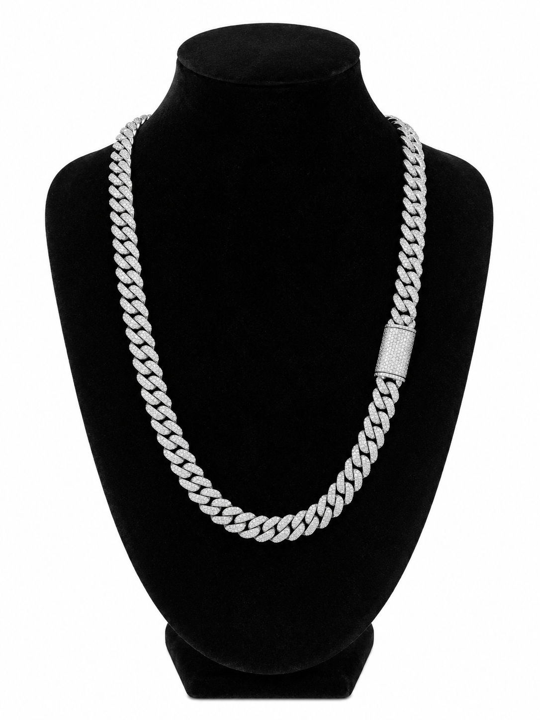 Gelati Raised Pointer Cuban Necklace – CB/DVVS1 Moissanite, Titanium & 18K Vermeil (10MM)