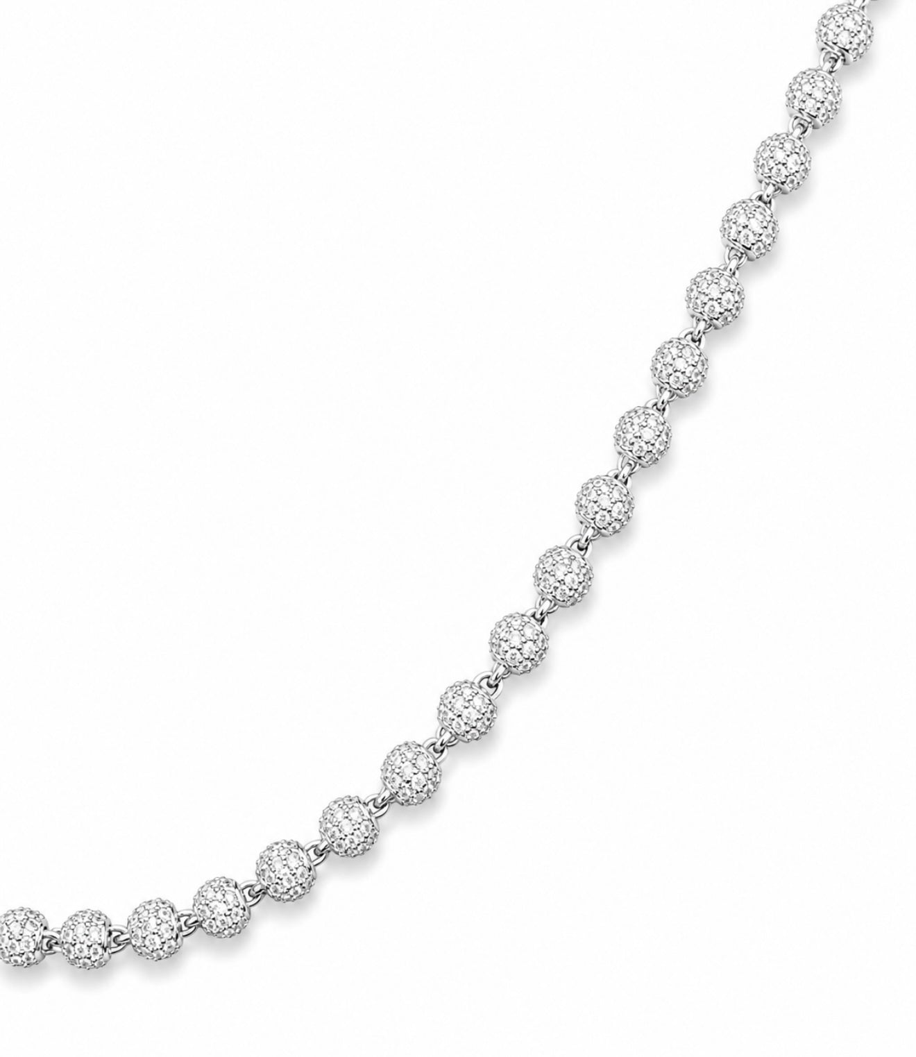 SIGNATURE DVVS-1 LAB MOISSANITE DIAMOND BEADS LINK CHAIN IN STEEL - STERLING SILVER & 18K VERMEIL WHITE GOLD INLAY