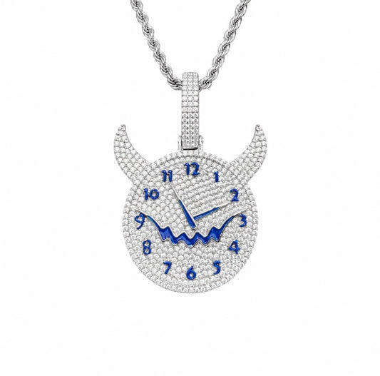 GELATI’S DEMON TIME DIAMOND PENDANT IN SOLID TITANIUM & 18K VERMEIL GOLD ACCENTS + BLUE ENAMEL DETAILS