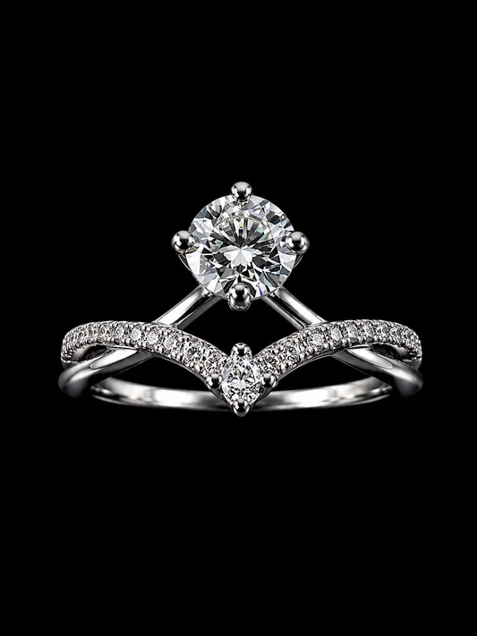 Princess 1CT Diamond Crown Eternity Ring –  925 Silver & 18K Vermeil