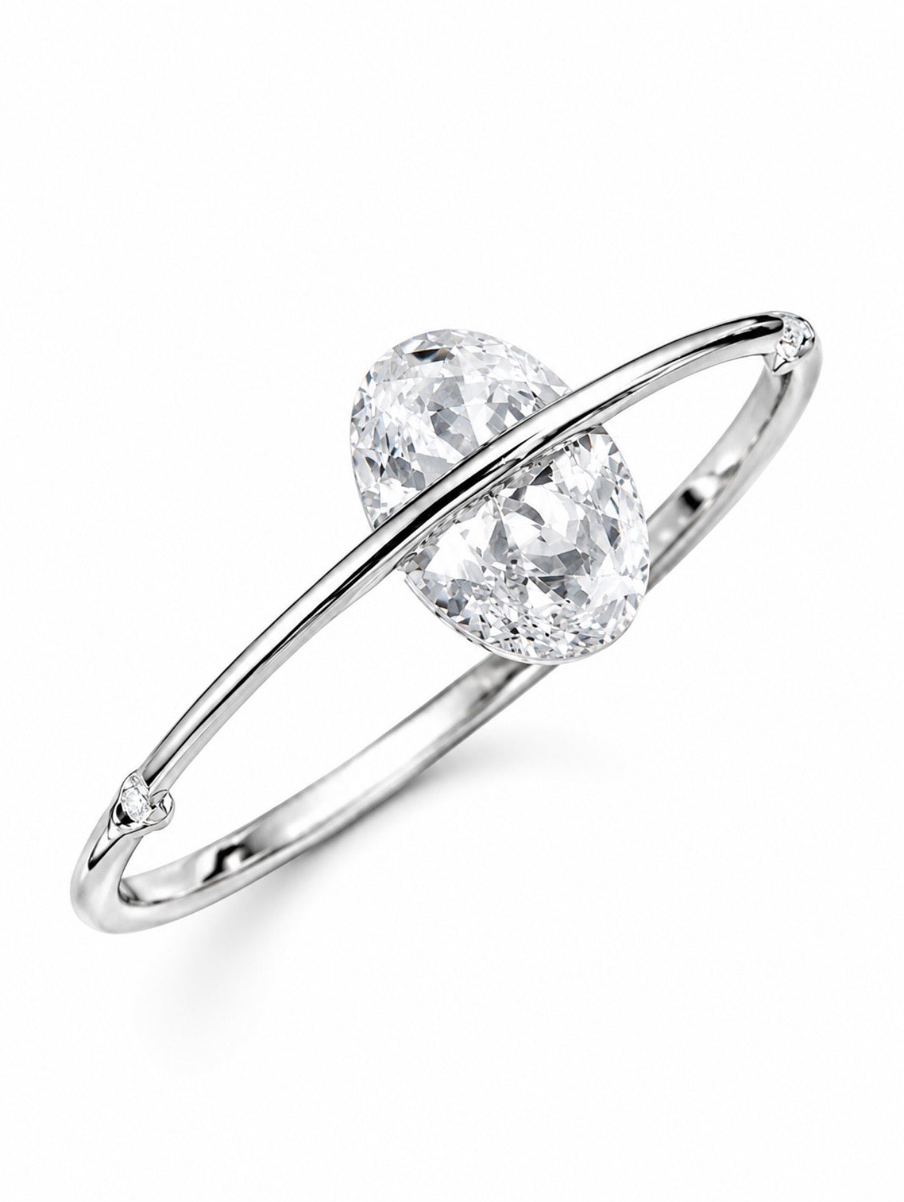 ORBITAL PEAR CUT RING – 925 SILVER, CARBON DIAMONDS & 18K VERMEIL