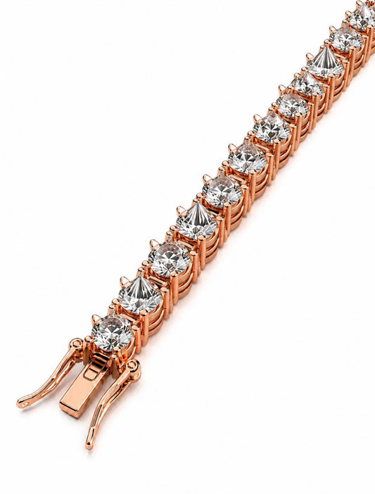 “LA PUNIZIONE” SPIKED DIAMONDS™ FL-IF D/F LAB MOISSANITE TENNIS BRACELET – 18K VERMEIL GOLD & 925 STERLING SILVER