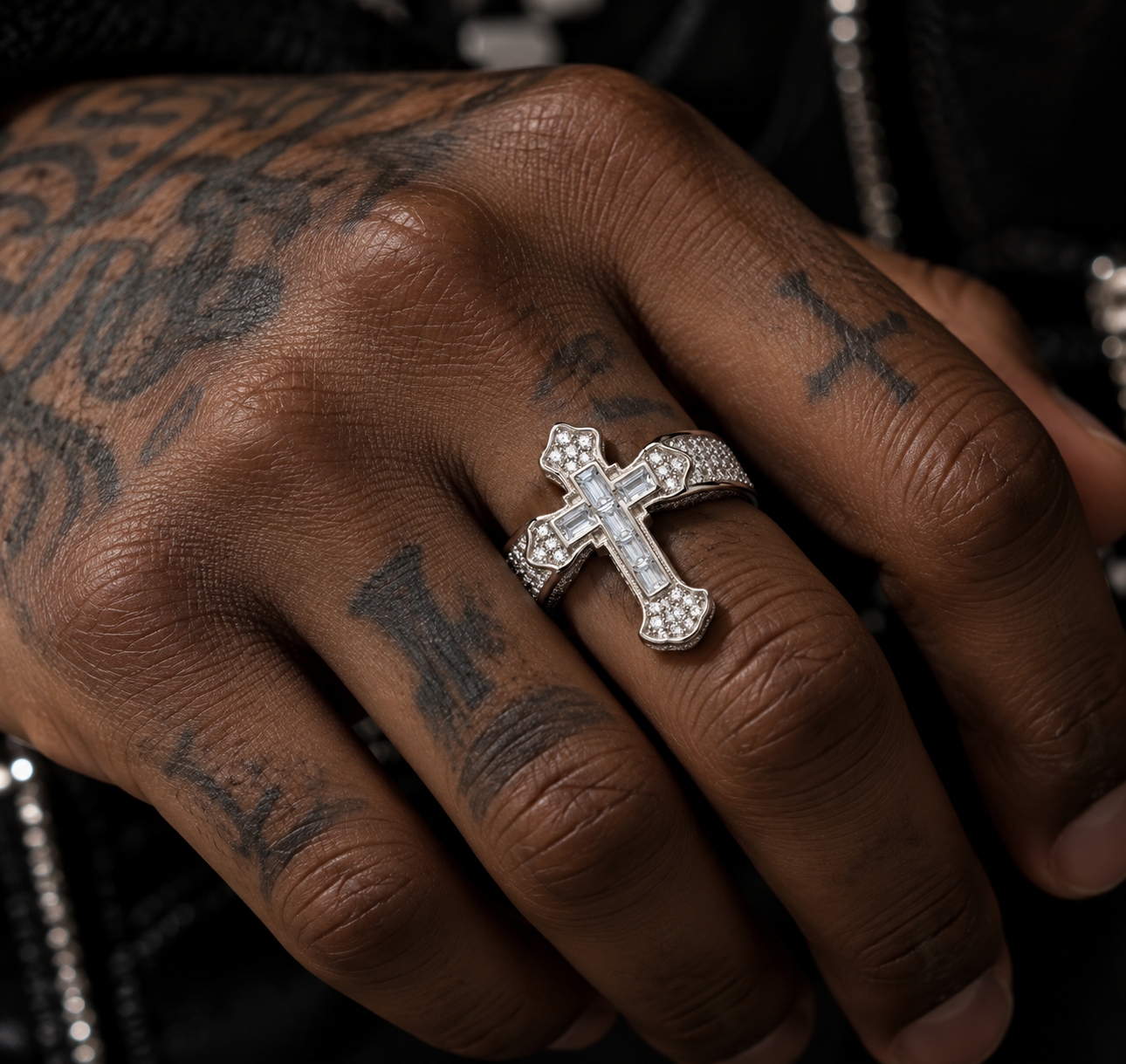 "DIAMOND CRUSADER"  BAGUETTE RING | FL-IF LAB MOISSANITE | 925 SOLID STERLING SILVER | 18k White Vermeil Gold