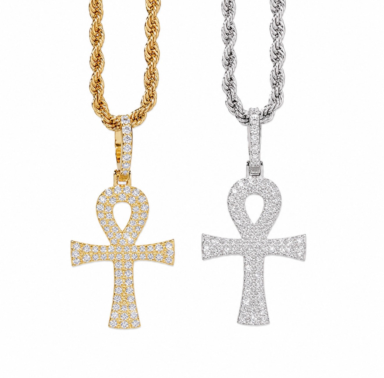 GELATI’S EYE OF HORUS ANKH-CROSS DIAMOND PENDANT IN SOLID 925 STERLING SILVER & VVS1 MOISSANITE DIAMONDS
