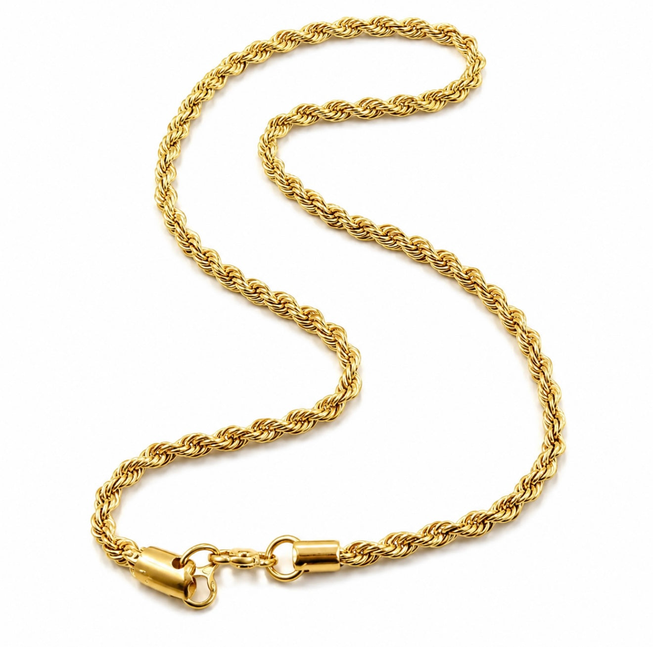 GELATI’S CLASSIC 3MM ROPE CHAIN IN TITANIUM STEEL & 18K VERMEIL GOLD INSERTS