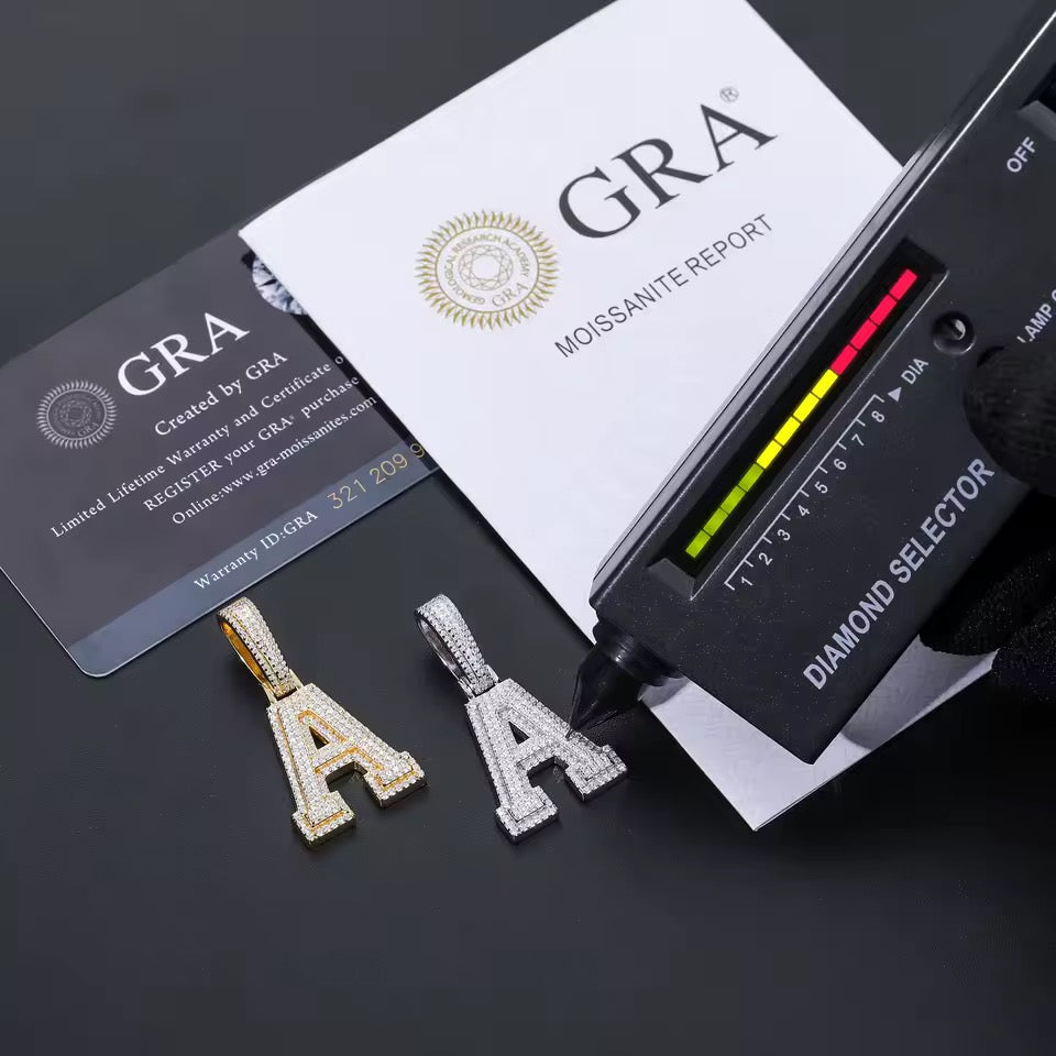 GELATI™ CUSTOM ROMAN DIAMOND LETTER PENDANT | MICRO PAVÉ & TRIPLE SOLID BACK LAYER + FREE SILVER CHAIN