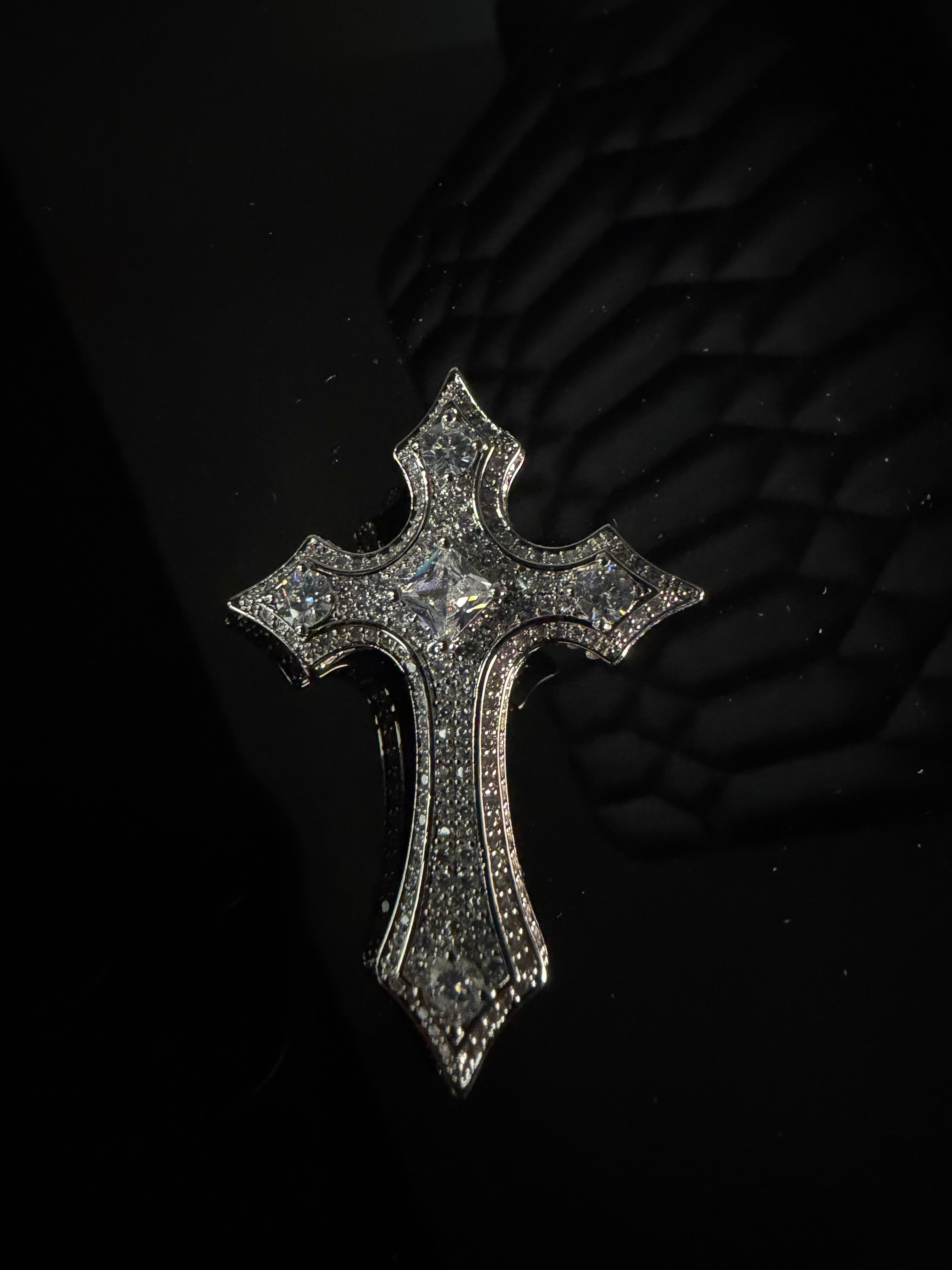 Inferno Crucifix Pendant – Carbon Diamonds, Titanium & 14K Vermeil