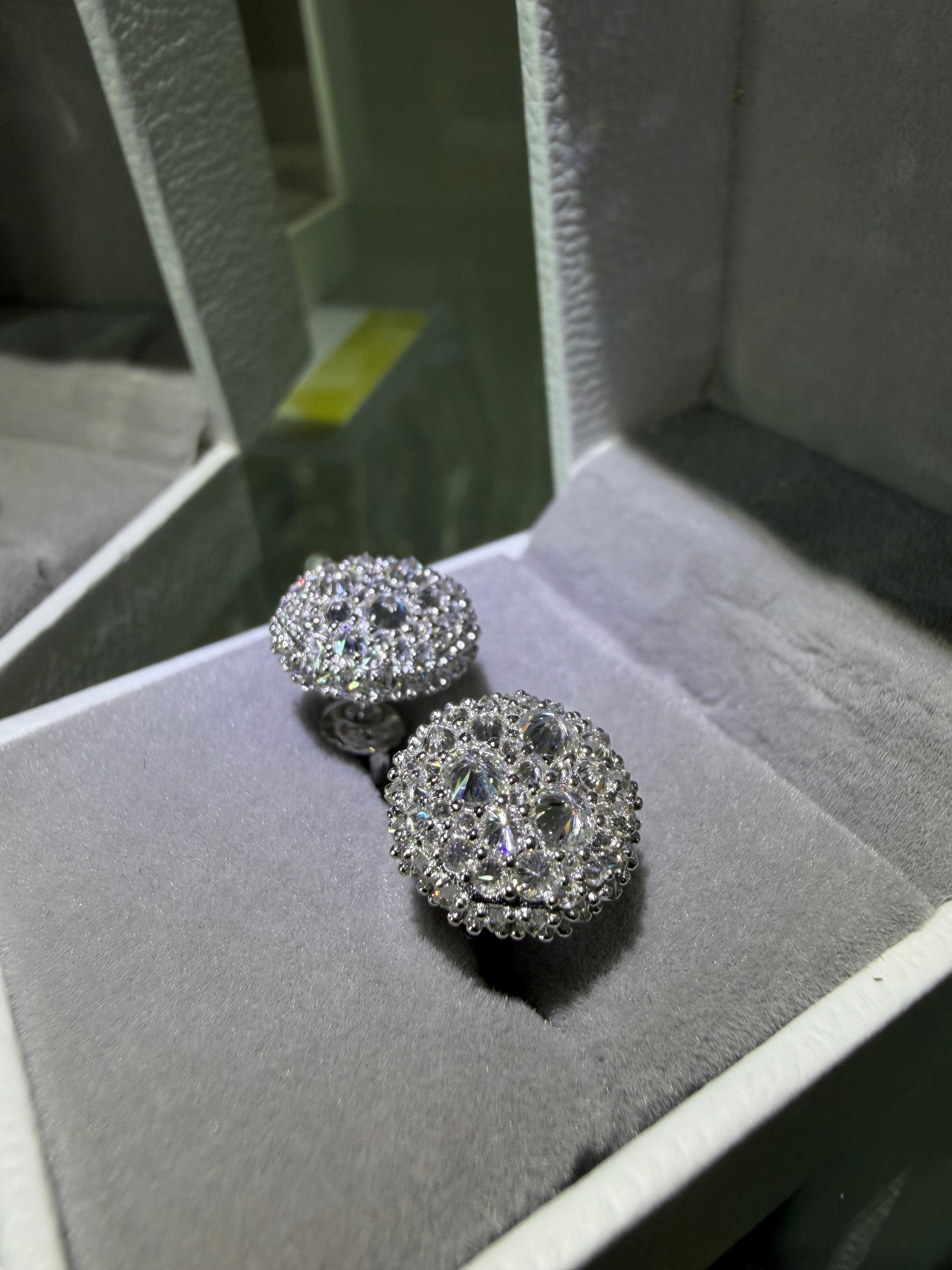 Gelati Limited | Spiked Diamonds Meteoric Earrings - FL-IF Lab Moissanite Diamonds - 925 Sterling Silver & 18k Vermeil Gold