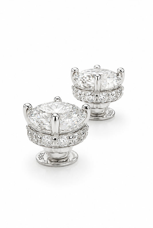 GELATI’S BUSSDOWN TWILIGHT 2CT FL-IF (FLAWLESS) MOISSANITE DIAMOND EARRINGS IN SOLID 925 STERLING SILVER & 18K VERMEIL GOLD