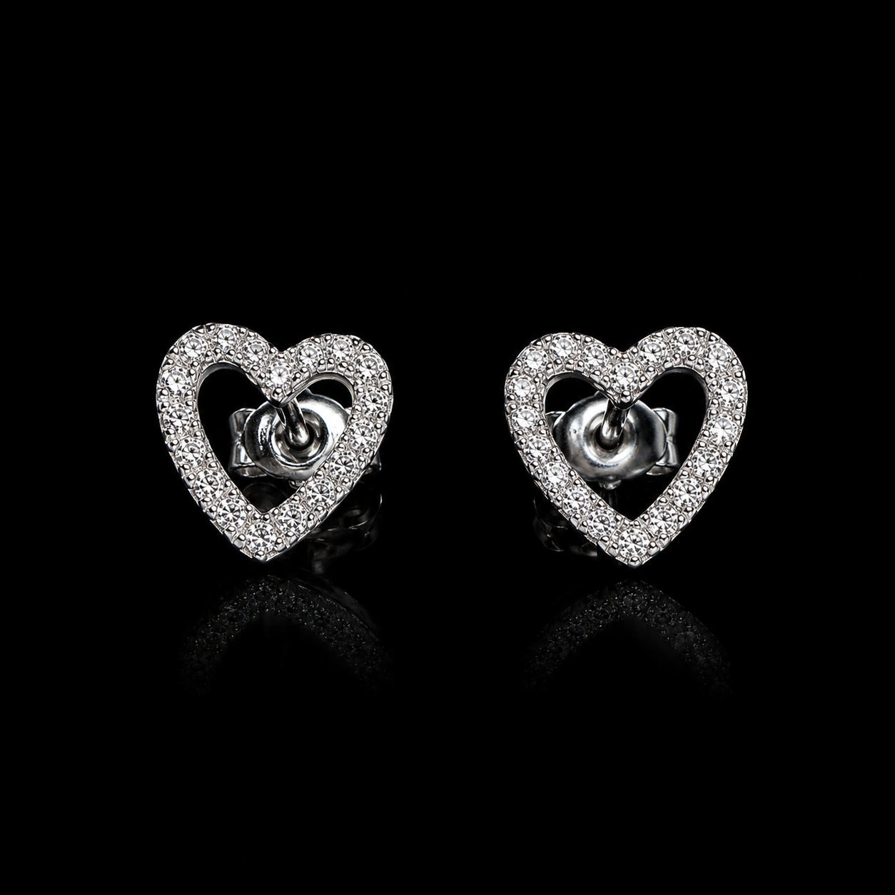 Gelati Halo Hollow Heart Earrings – FL/IF Lab Moissanite | 925 Silver & 18k Vermeil Gold