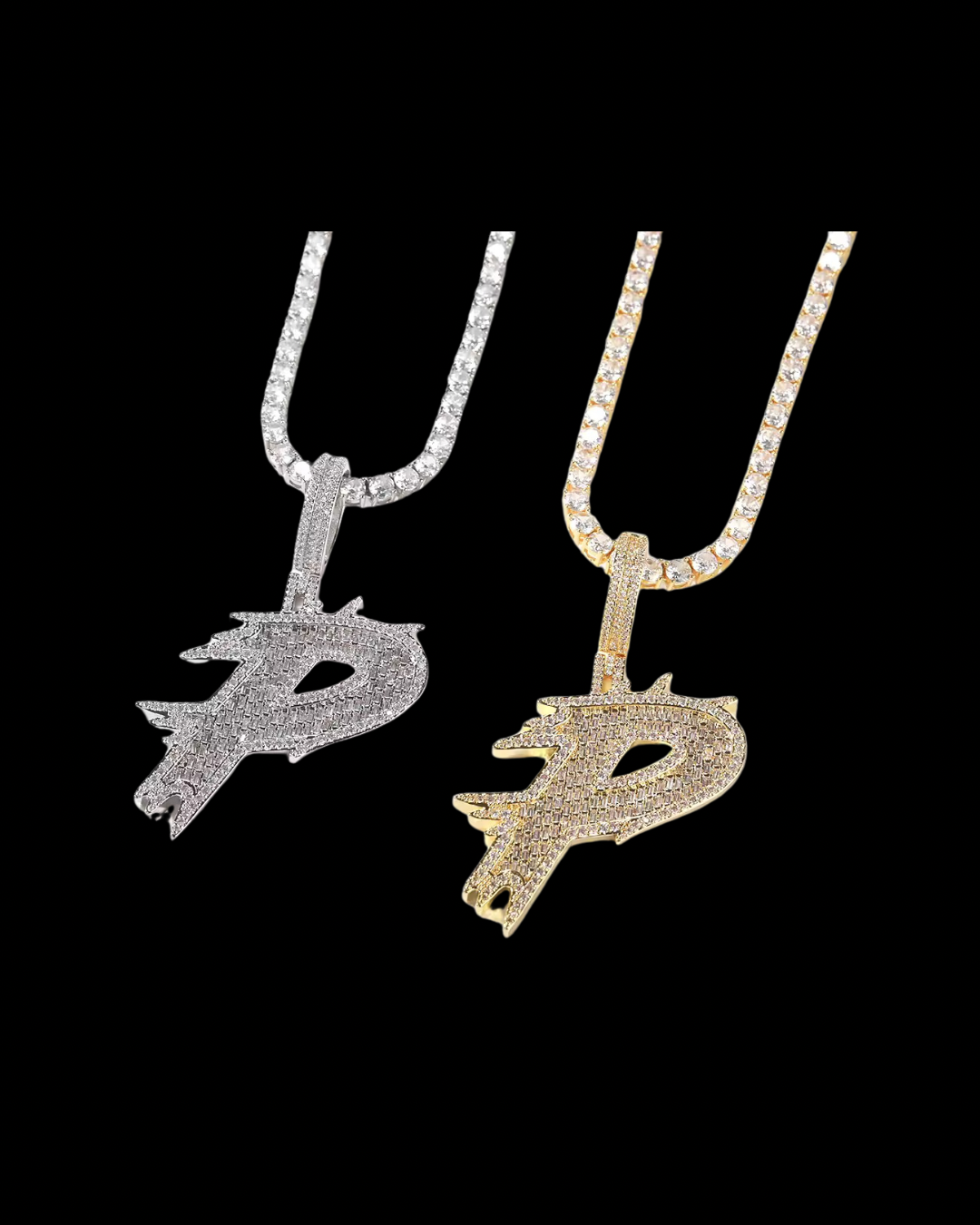 Gelati Custom Spiked Frame Diamond Pendant in Solid Titanium & 18k Vermeil Gold + Free 925 Silver Rope Chain