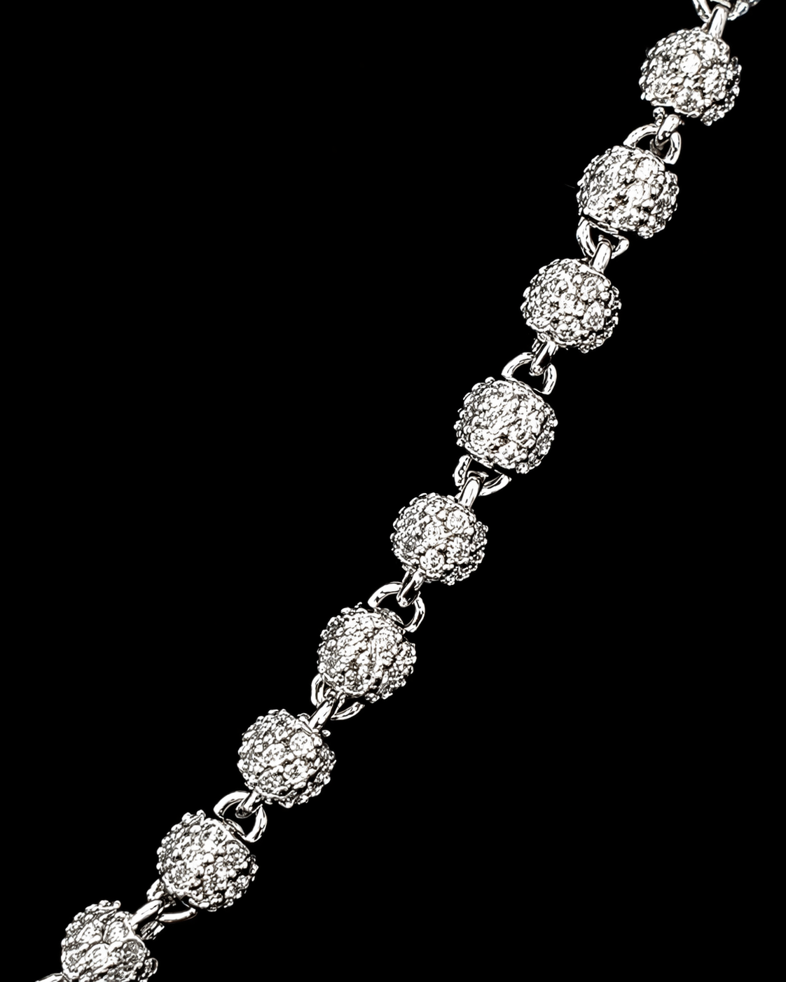 Signature DVVS-1 Lab Moissanite Diamond Beads Link Chain in Titanium -Sterling Silver & 18 K Vermeil White Gold