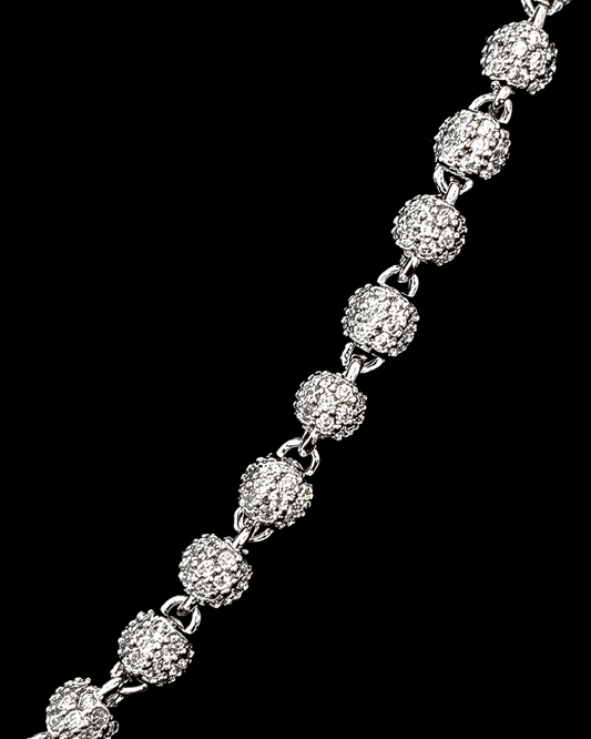 Gelati' Flawless Carbon Diamond Beads Link Chain in Titanium/Sterling Silver & 18 K Vermeil White Gold
