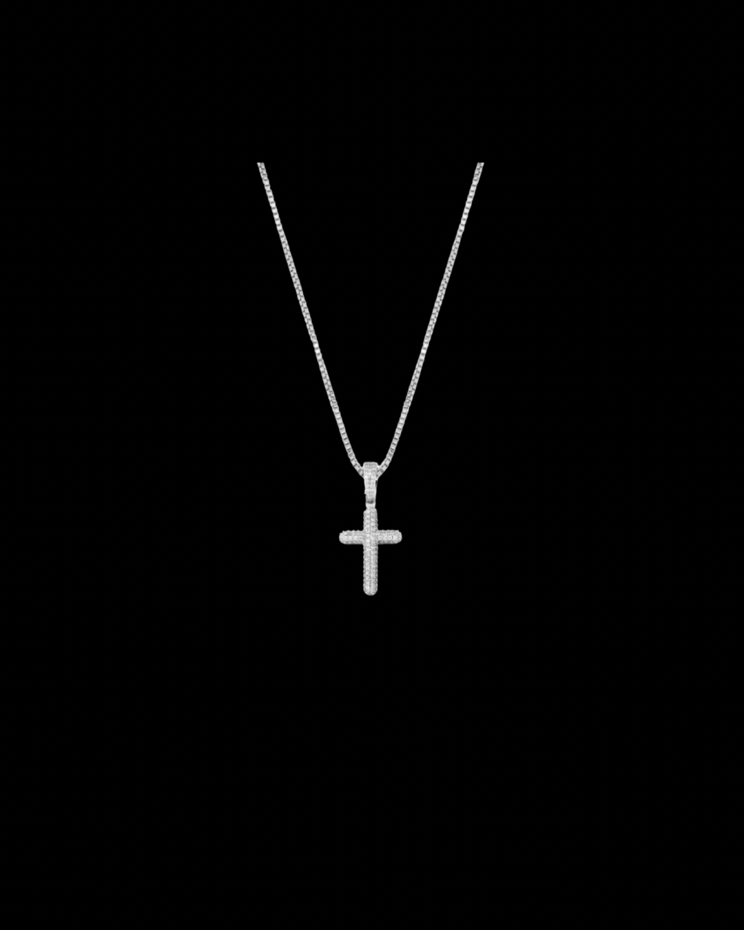 Gelati's Bussdown VVS1 Moissanite Spiked Prongue Cross Pendant in 925 Silver & Chain Included