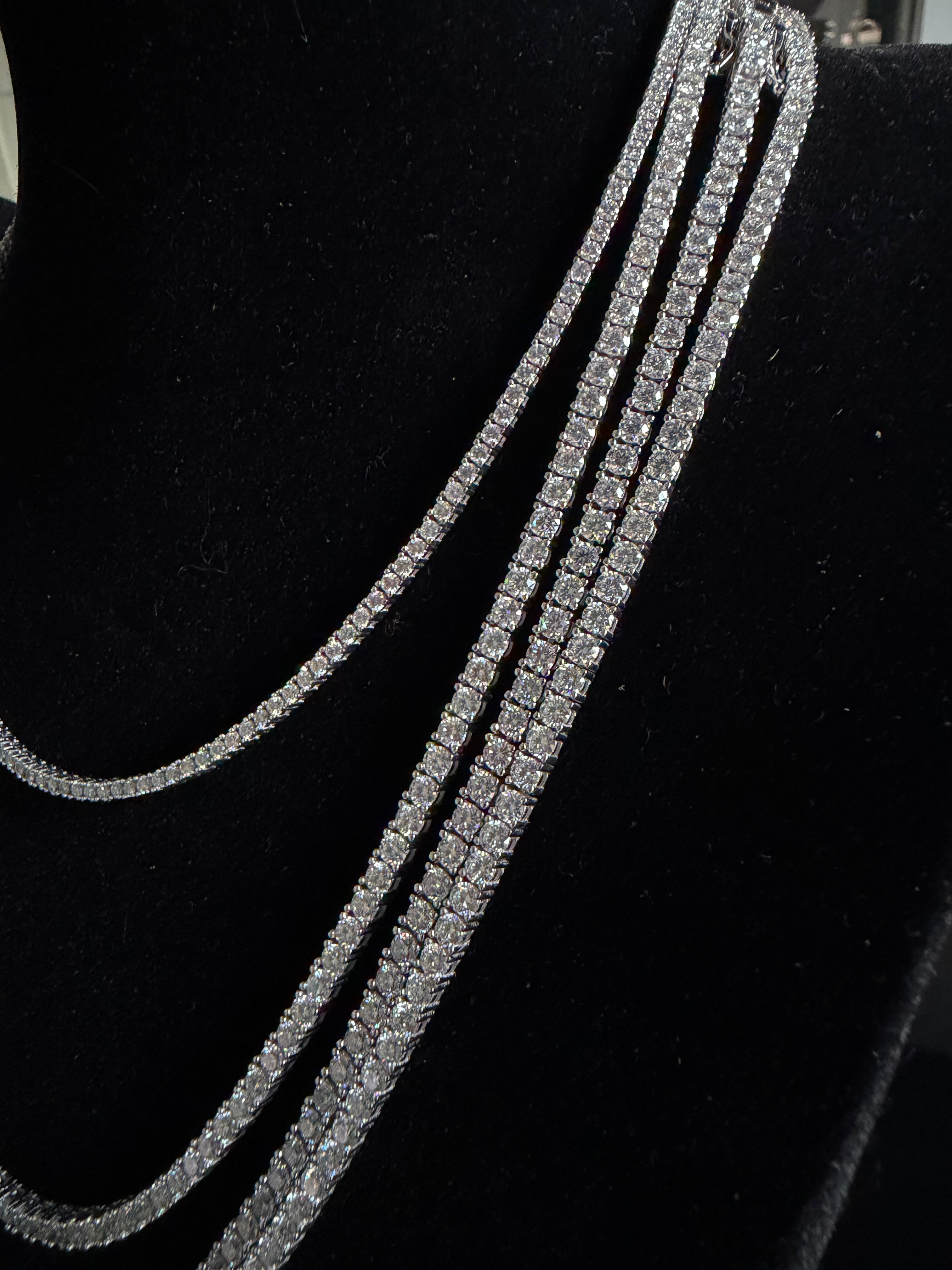Gelati's Bespoke "Anturi"  Diamond Tennis Necklace in 999 Italian Silver & 18k Vermeil Gold - VVS1/CB 15Ctw