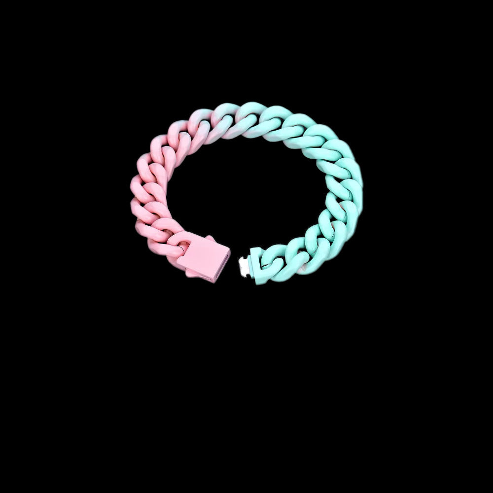 Gelati's Blue Titanium Fade Plain Cuban Bracelet / Chain