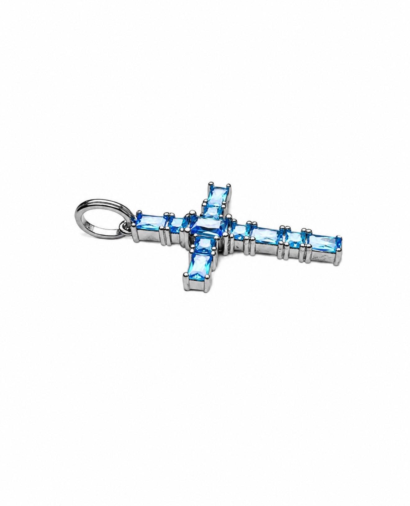 GELATI’S SAPPHIRE BAGUETTE CROSS IN SOLID 925 STERLING SILVER & 18K VERMEIL GOLD