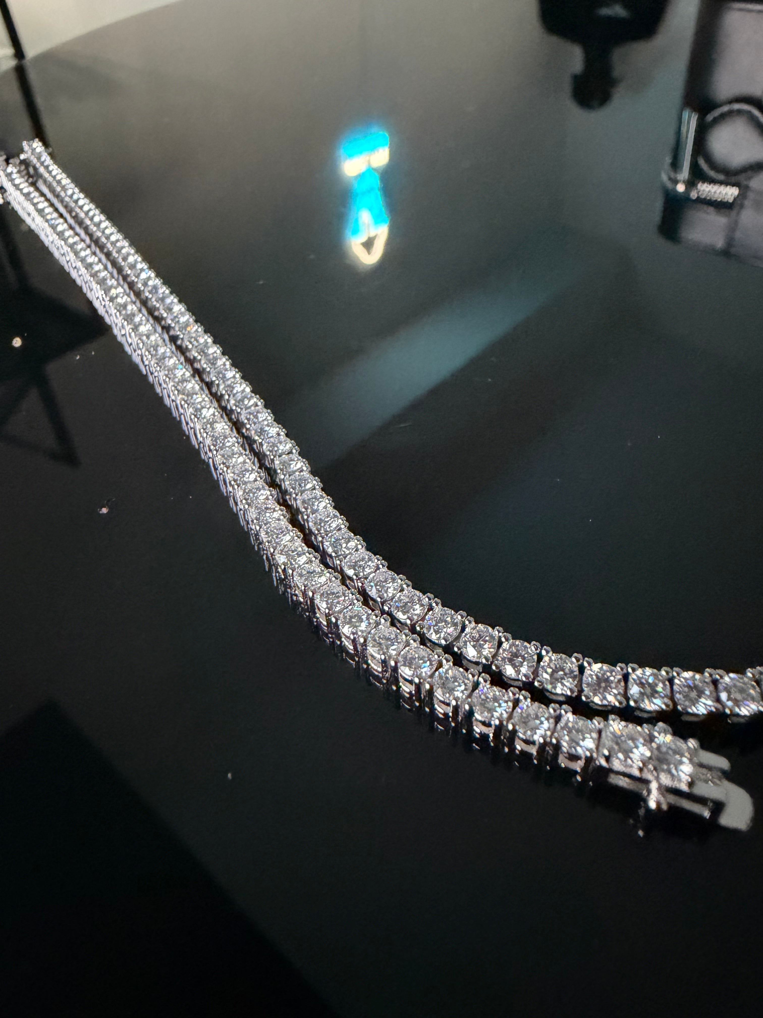 Gelati's Bespoke VVS1/CB 8CT Diamond "Glaciale"  Round & Square Cut Tennis Bracelet in 925 Silver & 18k Vermeil Gold