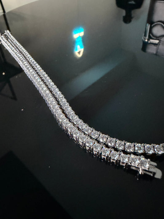 Gelati's Bespoke VVS1/CB 8CT Diamond "Glaciale"  Round & Square Cut Tennis Bracelet in 925 Silver & 18k Vermeil Gold