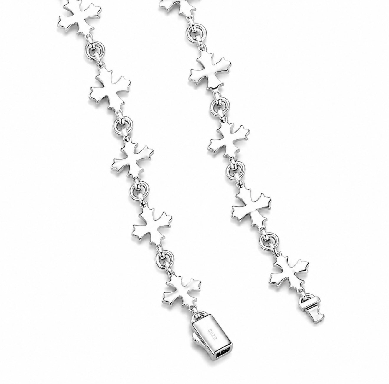 GELATI’S GLACIER CROSS LINK VVS1/HCD DIAMOND BRACELET IN SOLID 925 STERLING SILVER & 18K VERMEIL GOLD INLAY