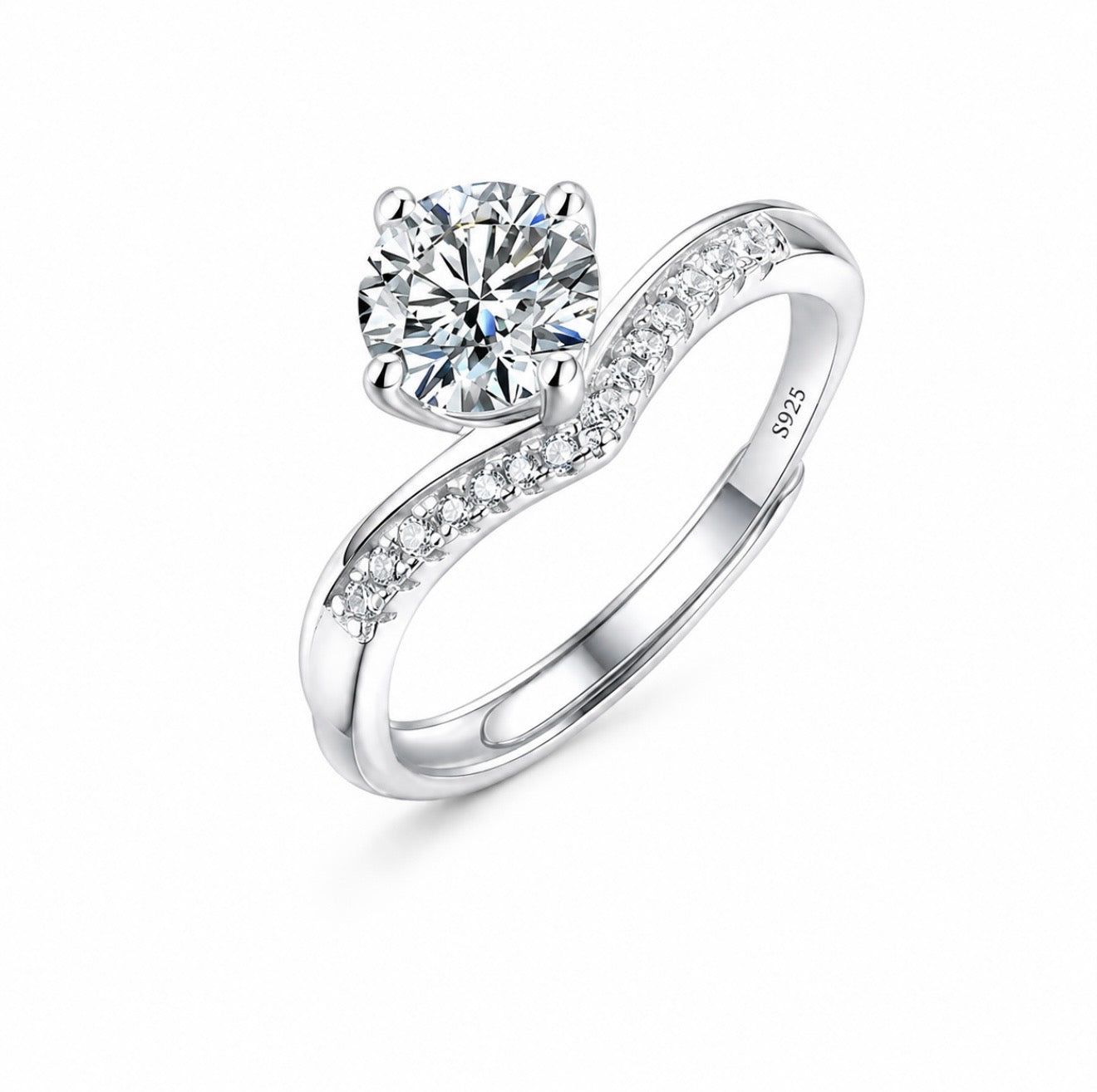 GELATI’S PRINCESS CUT V HALO DIAMOND RING IN 925 STERLING SILVER