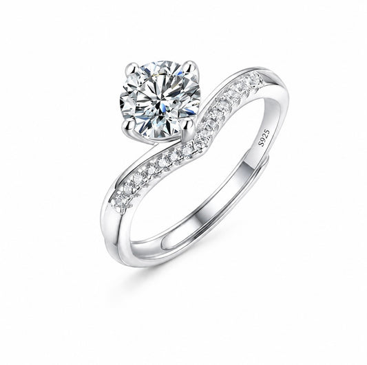 GELATI’S PRINCESS CUT V HALO DIAMOND RING IN 925 STERLING SILVER
