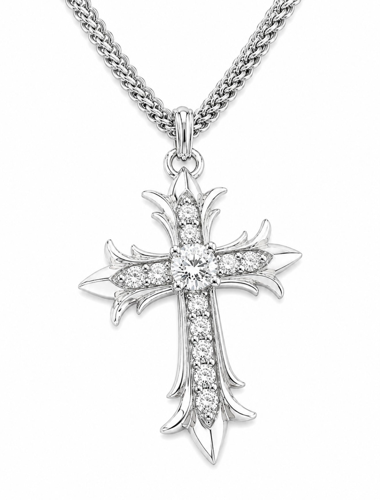 CHROME DIAMOND CROSS™ – FL–IF MOISSANITE, 925 SILVER | 18K VERMEIL PENDANT