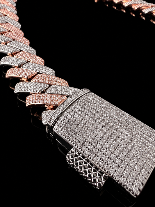Colossus Two Tone Cuban Necklace – Carbon Diamonds, Titanium & 18K Vermeil (20MM)