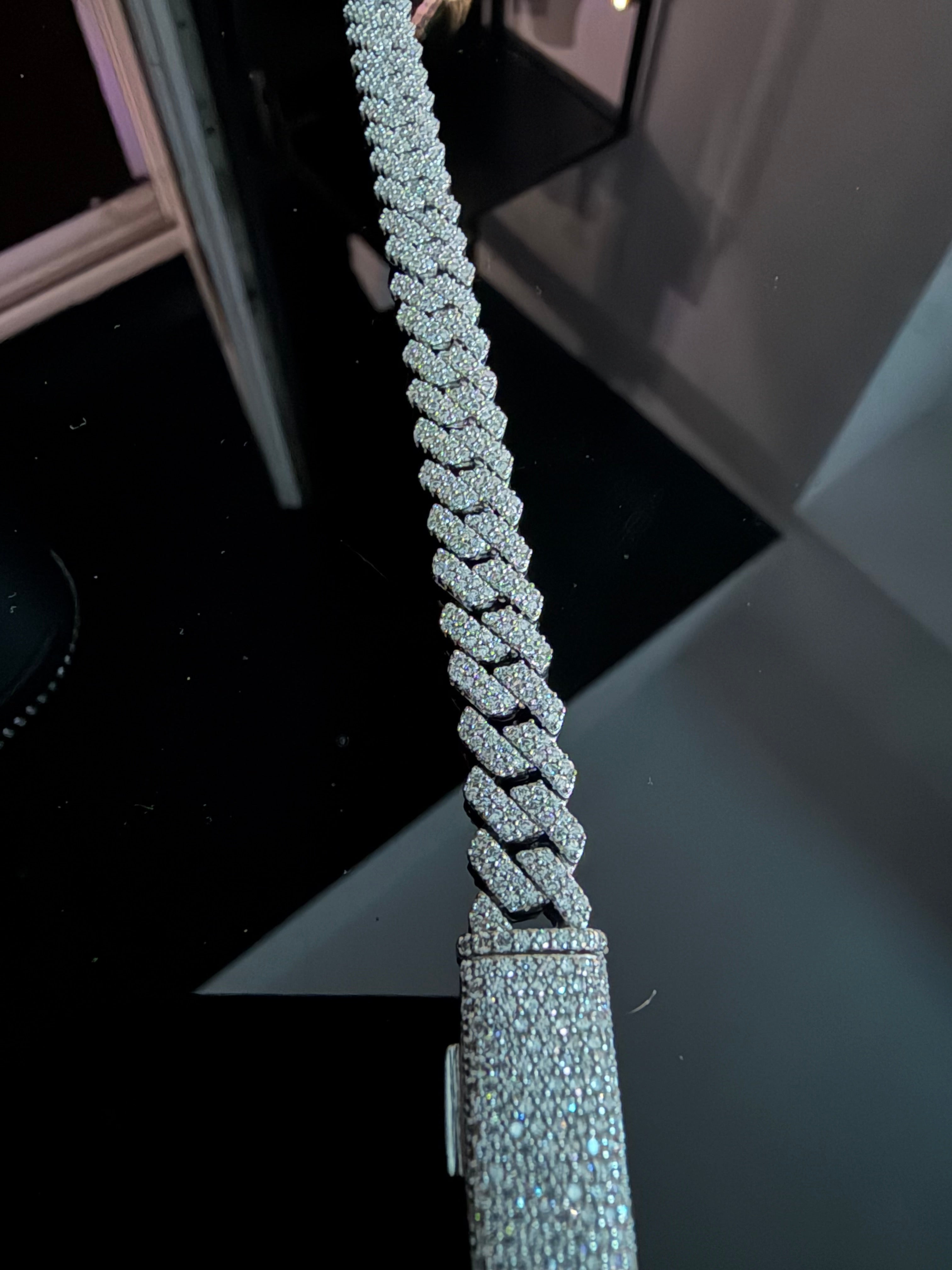 Gelati's Special Edition FL-IF Flawless Lab Moissanite Diamond Miami Prongue 10MM Cuban Bracelet In Solid 925 Sterling Silver & 18K Vermeil Gold