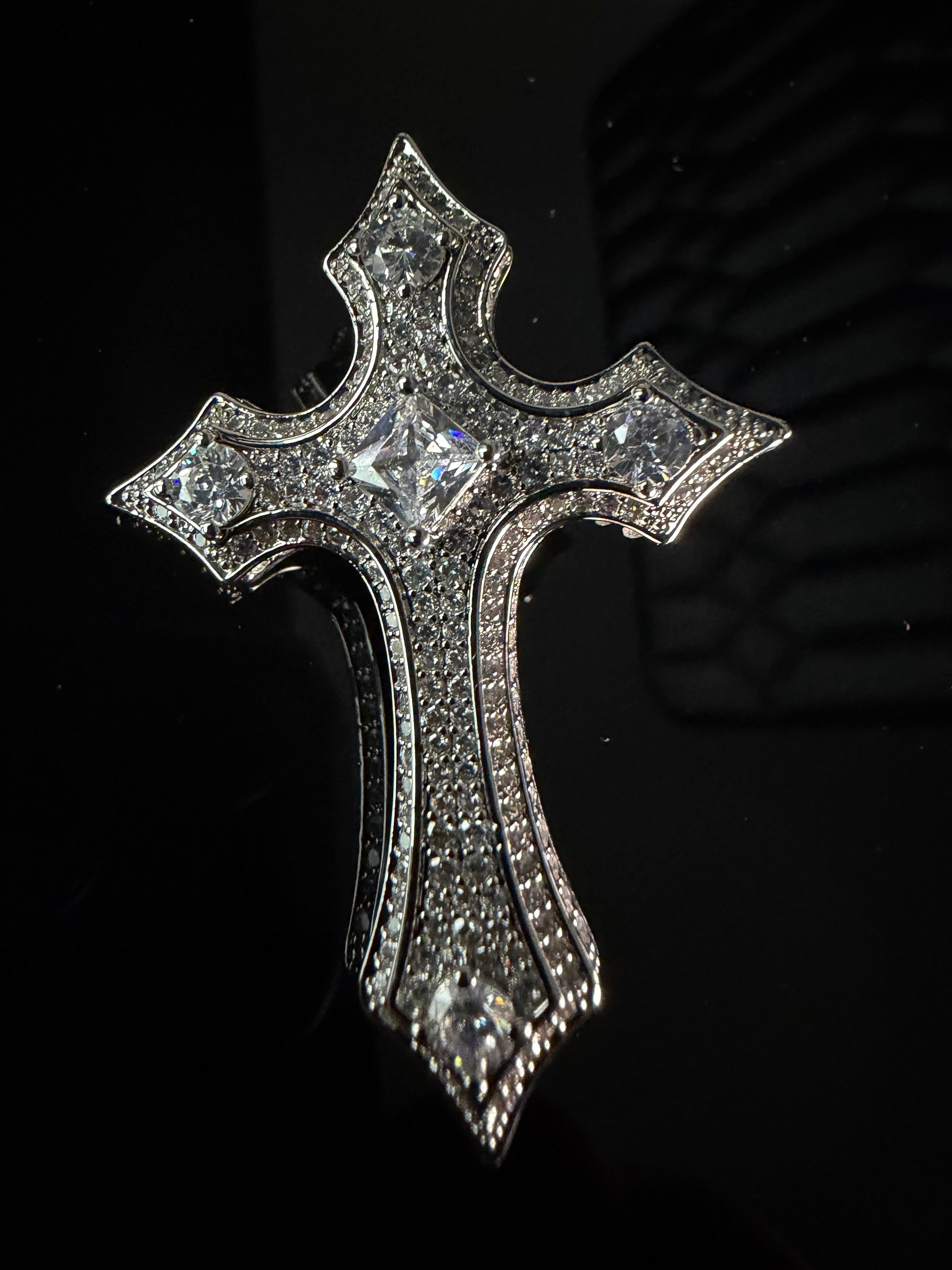 Inferno Crucifix Pendant – Carbon Diamonds, Titanium & 14K Vermeil