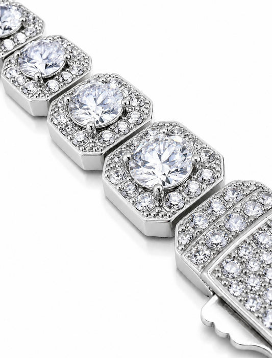 DIAMOND CLUSTER DIAMOND HYBRID TENNIS NECKLACE – TITANIUM & 18K VERMEIL