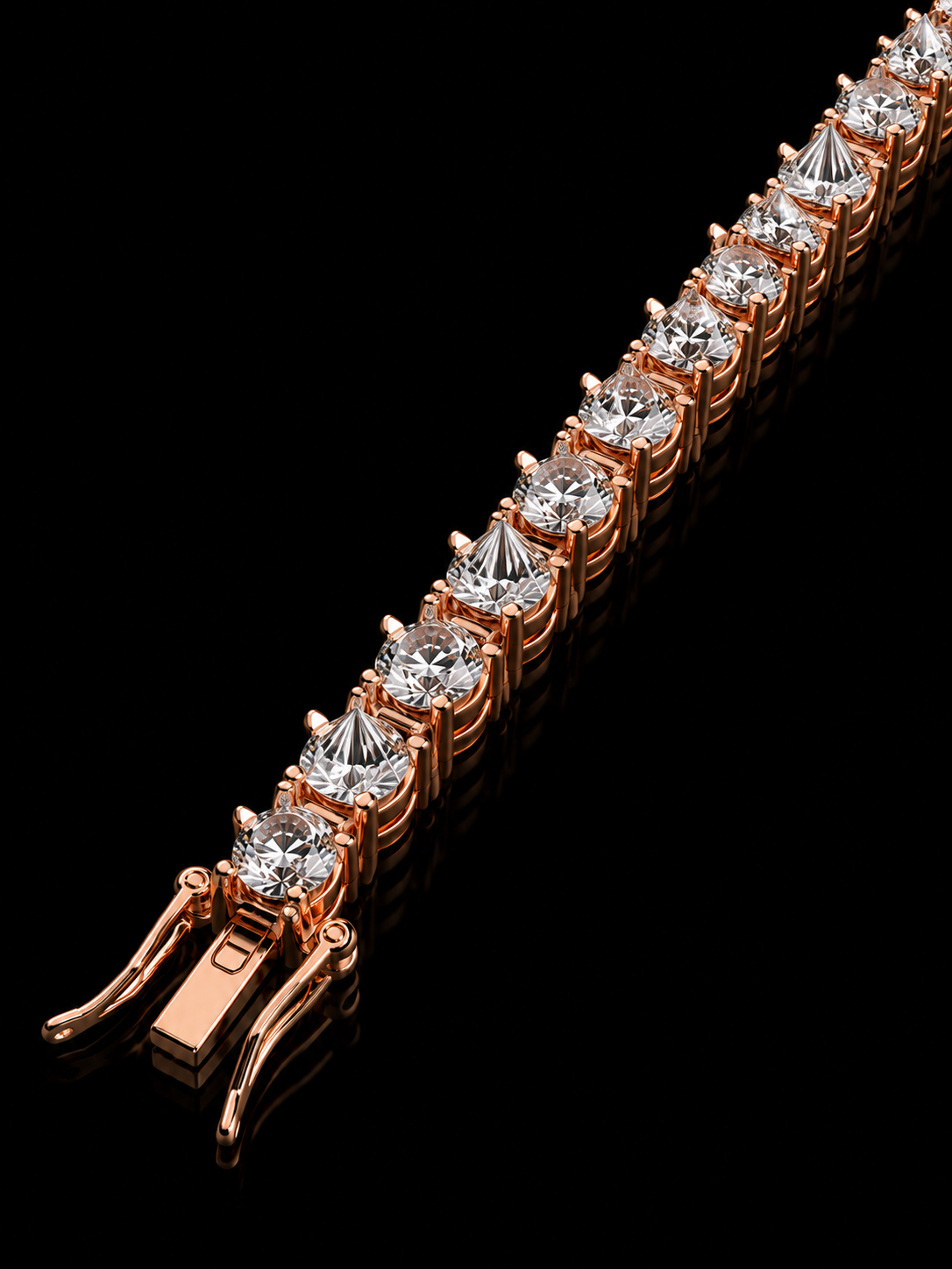 "La Punizione" Spiked Diamonds™ FL–IF D/F Lab Moissanite Tennis Bracelet – 18K Vermeil Gold & 925 Sterling Silver