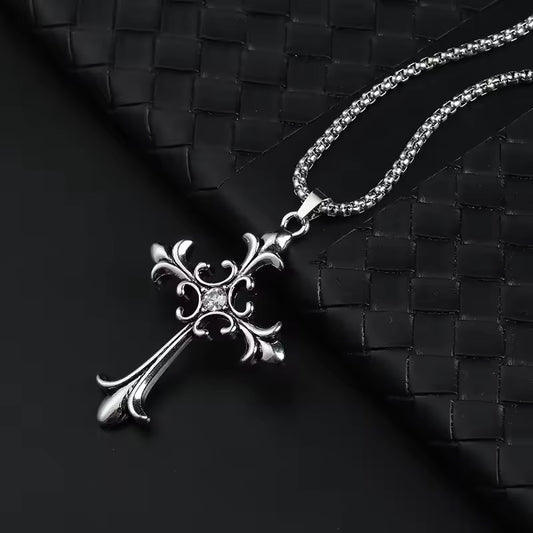 Gelati's Dark Chrome Carbon Diamond & Sterling Silver Cross Pendant with 18k Vermeil Gold Accents